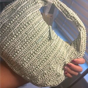 Elegant Beaded Handbag - Mint Green